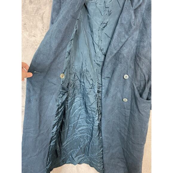 VTG John Weitz Size 12 Aqua Teal Blue Wool Button Over Pea Coat Double Breasted - Picture 5 of 13